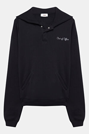 Siyah Kapuşonlu Sweatshirt